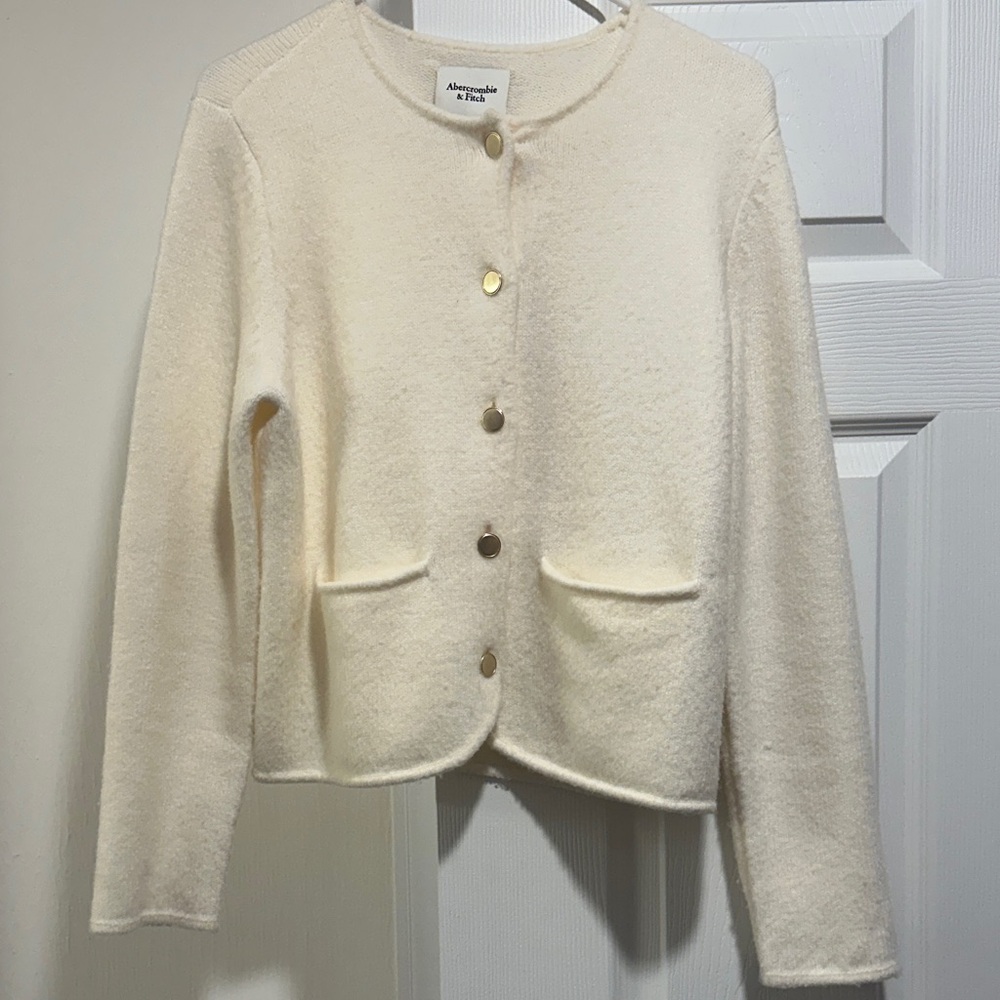 Abercrombie & Fitch Cream Cardigan Sweater